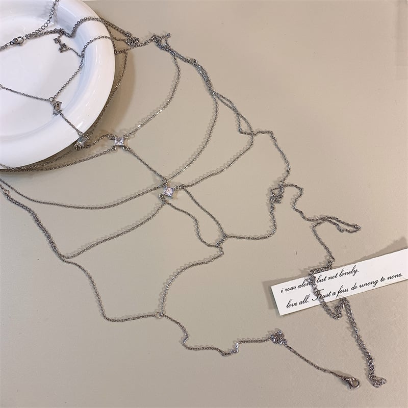 Lanac za tijelo s rhinestones, elektroplatiranje, ženski stil, Serija Princeza.