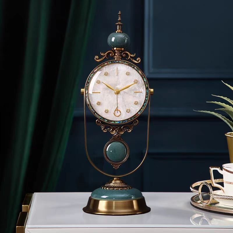 Amerikai stílusú asztali ingaóra — retro kvarc, elemmel működő, fém burkolat, bevonatos üveg, alkalmas hálószobára, dolgozószobára vagy étterembe