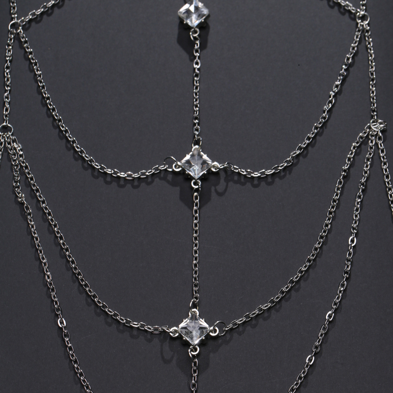 Muški prsni lanac od legure, s pozlaćenim umjetnim kamenjem, elektroplatiranje — Jita jewelry