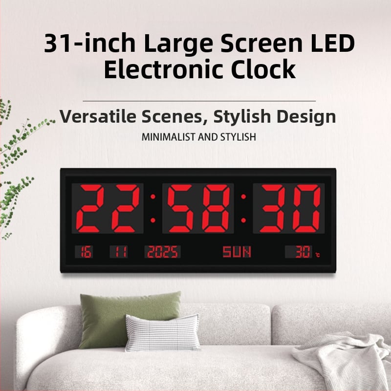 Zidni sat s LED digitalnim zaslonom, vječni kalendar, 24-satni prikaz, svijetli u mraku, napajanje iz vanjskog izvora