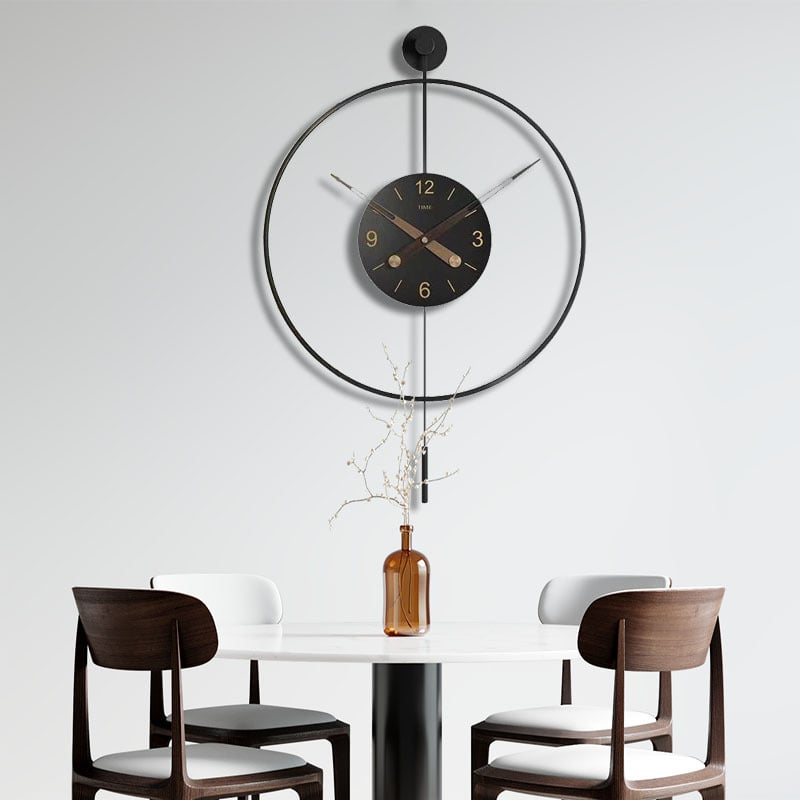 Španjolski minimalistički zidni sat, kružni brojčanik od željeza, kvarcni pogon, baterijsko napajanje, jednostrani, tih dizajn