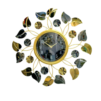 Nerezové nástenné hodiny pre obývaciu izbu, moderný umelecký dizajn; kovové puzdro, kovová ciferník, sklenené zrkadlo