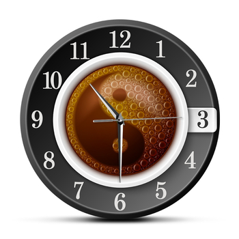 Ceas de perete cu temă cafea, formă de ceașcă de cafea, mișcare cu trecere lină a secundei, alimentare cu baterie, carcasă PU
