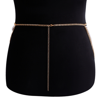 Metalna lančeta za bokove s umjetnim perlama, višeslojni lanac za tijelo za bikini na plaži