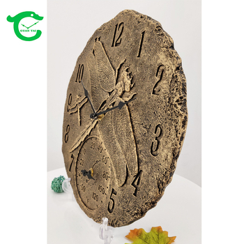 Zidni sat s termometrom, okrugli brojčanik od smole, IP44 vodootporan, napajanje baterijom