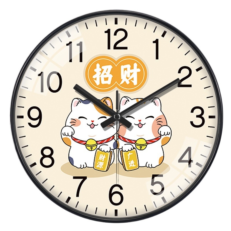 Macska falióra a nappaliba - rajzfilm dizájn, fúrás nélküli telepítés, rádióvezérlés, elemmel működik, üvegszámlap