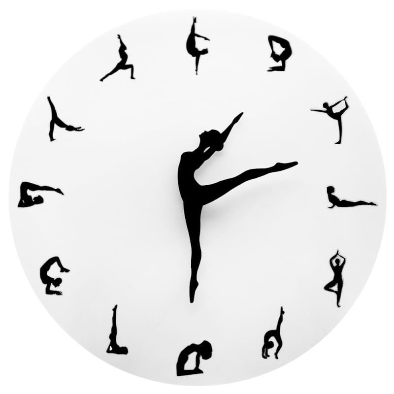 DIY zidni sat s motivom joge – tih hod, za dnevni boravak, Seiko 5168 mehanizam, akrilni brojčanik, 3D brojevi