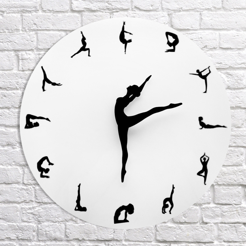DIY zidni sat s motivom joge – tih hod, za dnevni boravak, Seiko 5168 mehanizam, akrilni brojčanik, 3D brojevi