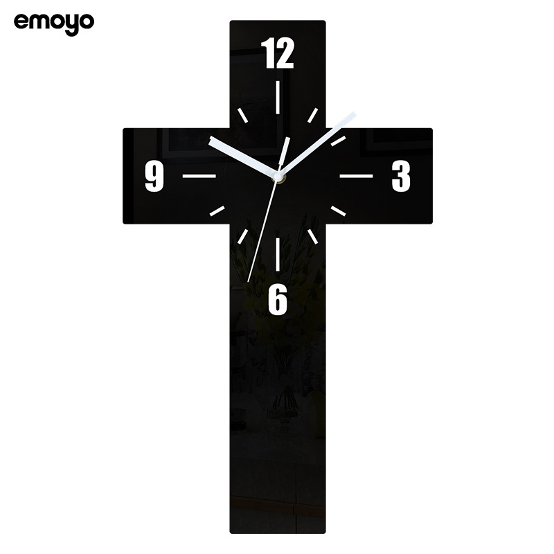 Ceas de perete, design în formă de cruce, stil modern, mișcare silențioasă cu cuarț, afișaj analog cu cifre