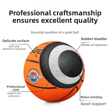 Gumijas basketbola bumba ar drukātu logotipu, bez personalizācijas; piemērota iekštelpu un āra lietošanai; piemērota basketbolam, futbolam un volejbolam