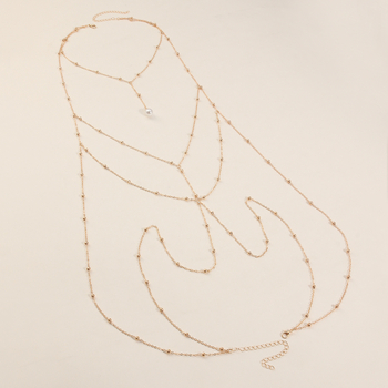 Ženski body chain ogrlica, kristalne kapljice, ručna izrada, legura