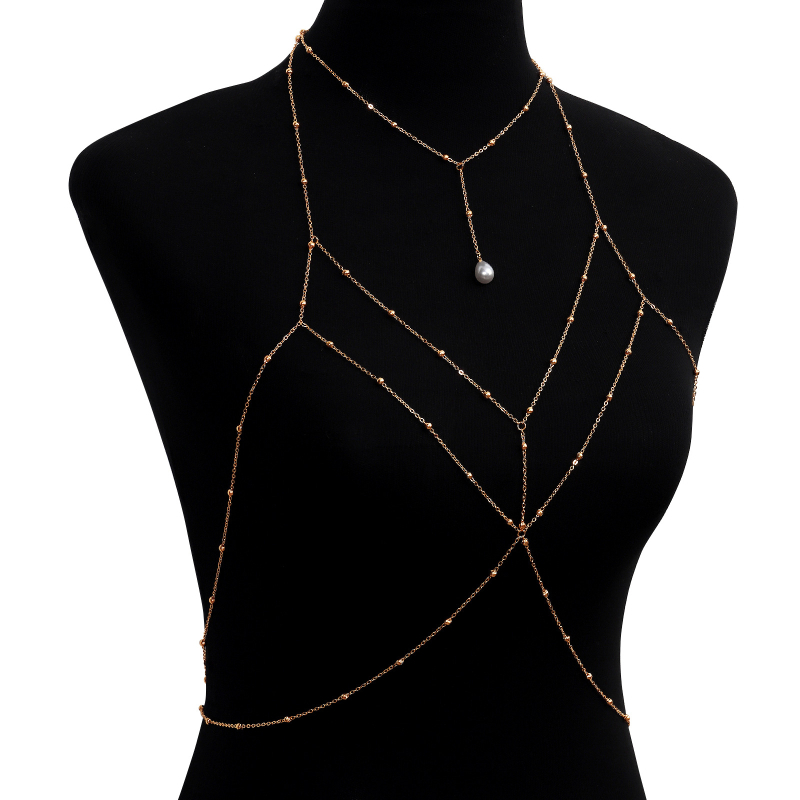 Ženski body chain ogrlica, kristalne kapljice, ručna izrada, legura