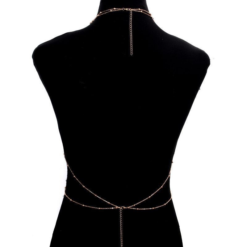 Ženski body chain ogrlica, kristalne kapljice, ručna izrada, legura