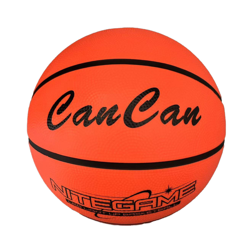 CanCan gumijas basketbola bumba ar LED gaismu, USB uzlāde un nomaināmu bateriju, B7 specifikācija