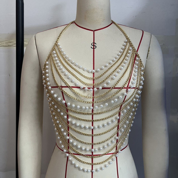 Grudna lančić s perlom i resom, nakit od legure, za žene, ljeto 2024