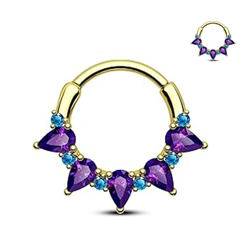 Пръстен за нос от неръждаема стомана със цирконови кристали, капков дизайн, електроплакиране