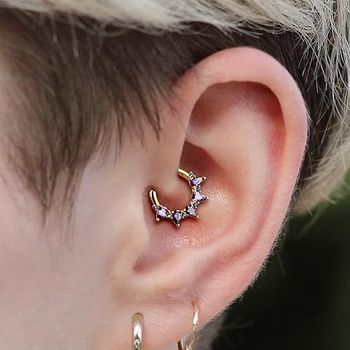 Пръстен за нос от неръждаема стомана със цирконови кристали, капков дизайн, електроплакиране