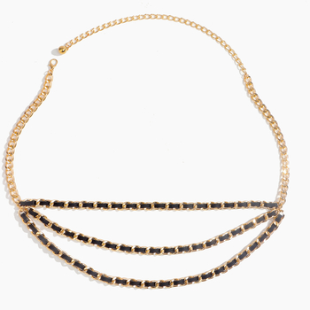 Trostruka metalna strukna lanac za haljinu, pleteni dizajn, uska širina, ženski modni pojas, izdanje jesen 2025