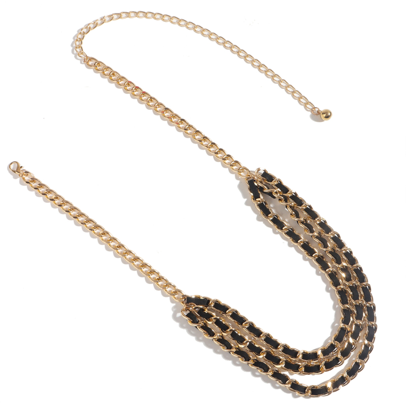 Trostruka metalna strukna lanac za haljinu, pleteni dizajn, uska širina, ženski modni pojas, izdanje jesen 2025