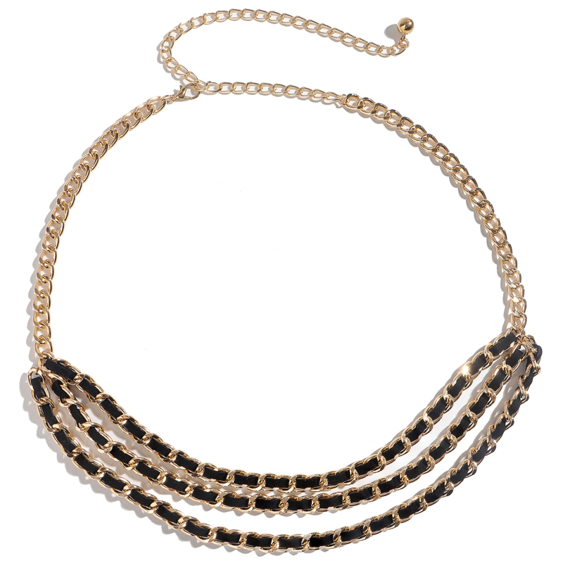 Trostruka metalna strukna lanac za haljinu, pleteni dizajn, uska širina, ženski modni pojas, izdanje jesen 2025