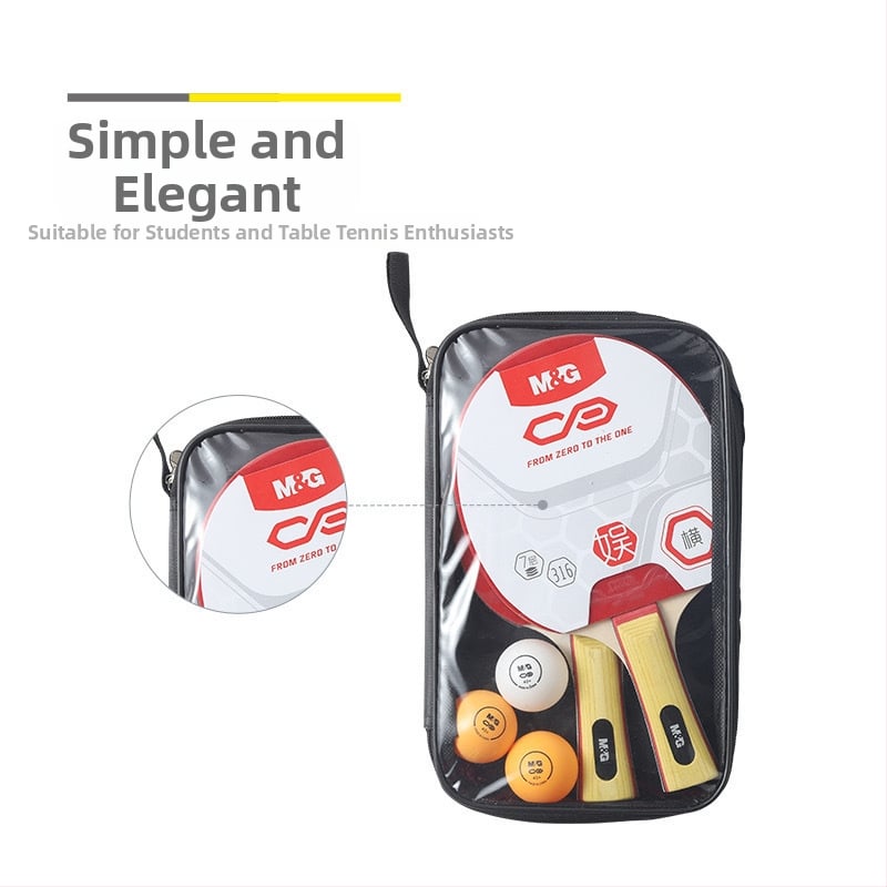 Stalo teniso raketės rinkinys (2 vnt.) su krepšiu ir 3 kamuoliukais — treniruočių raketės, medinė plokštė, anti-klijų guma, tiesioginis smūgis, tinkamas stalo tenisui ir badmintonui