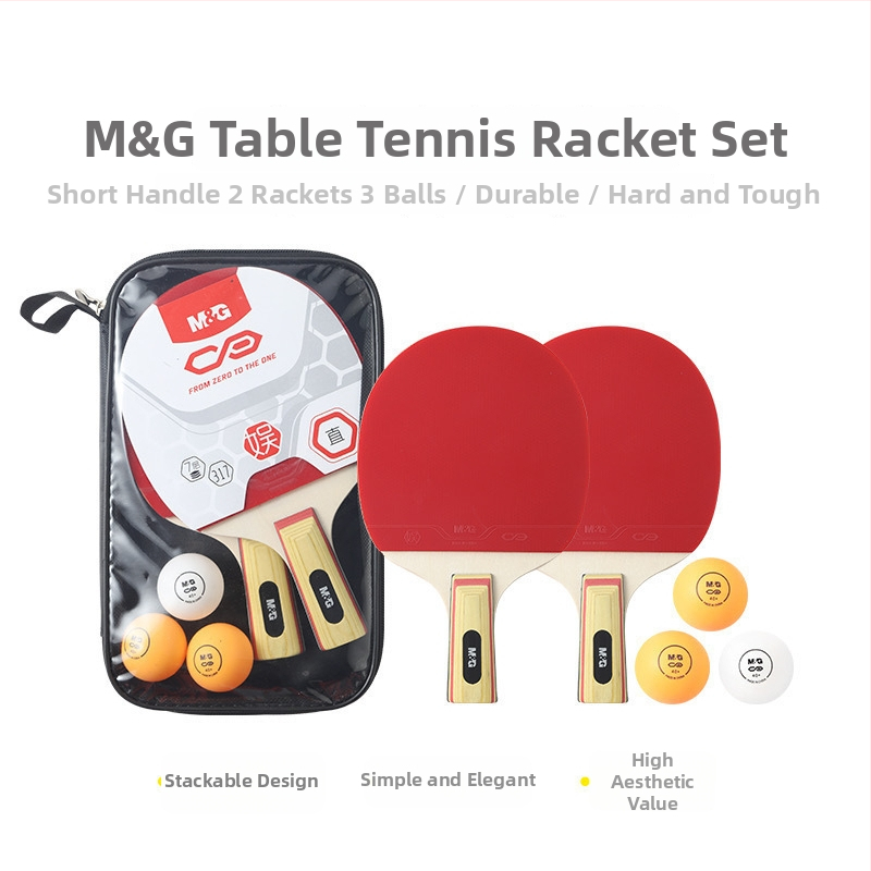 Lauatennise reketite komplekt (2 tk) kott ja 3 pallidega — treeningrekettid, puidust blade, anti-kleepuva kumm, otsene löök, sobib lauajale ja sulgpallile