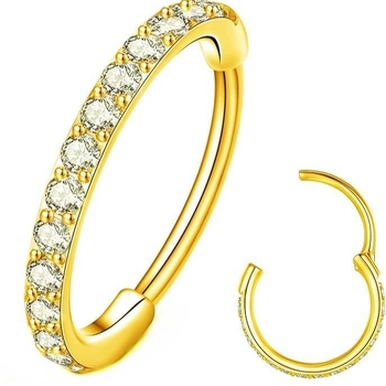 Носен пръстен от 316L неръждаема стомана с циркон на дъното, безшевен дизайн, унисекс