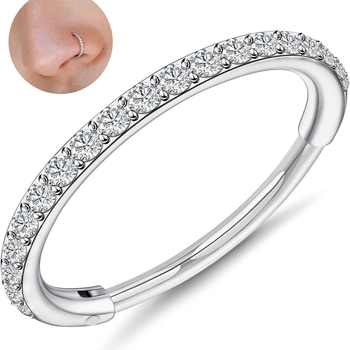 Носен пръстен от 316L неръждаема стомана с циркон на дъното, безшевен дизайн, унисекс