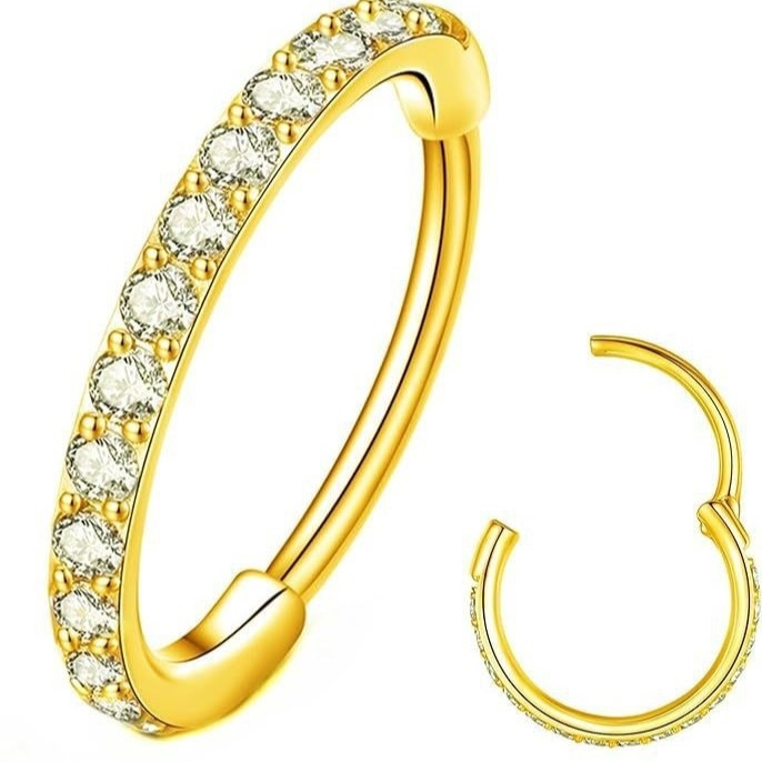 Носен пръстен от 316L неръждаема стомана с циркон на дъното, безшевен дизайн, унисекс