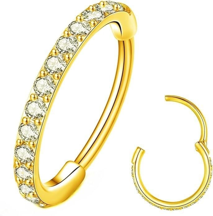 Носен пръстен от 316L неръждаема стомана с циркон на дъното, безшевен дизайн, унисекс