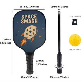 Pickleball rakete no stiklašķiedras, zīmols Yueda Sports, svars 300 g, viegls dizains