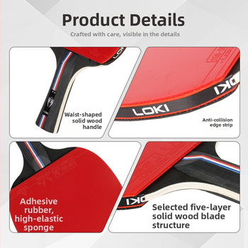 LOKI K2 Lauatennise reket – Üksik, Poplar-lap, Liimitud kumm, Kohandatav