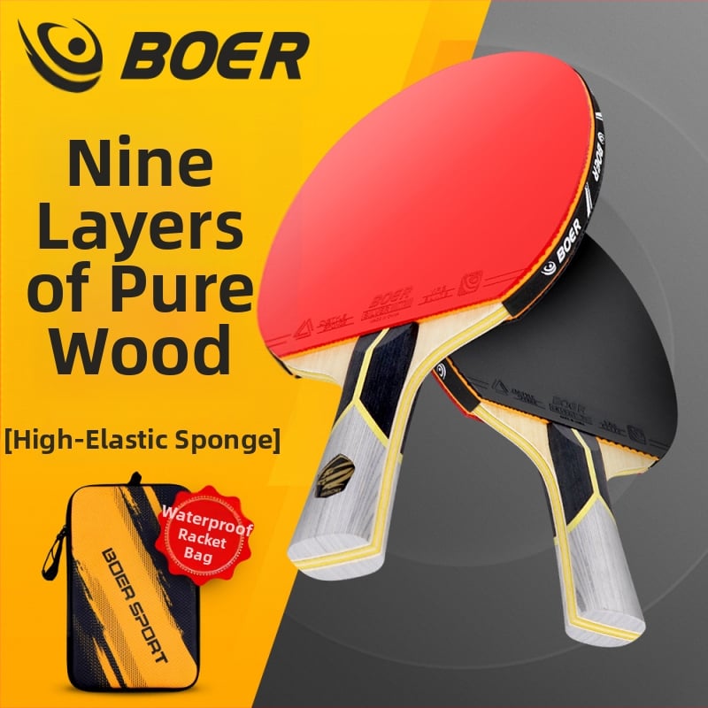 Ракетка за тенис на маса Boer S серия S8 – Ayus дърво, обратна гума, деветслойна платка, хоризонтален захват