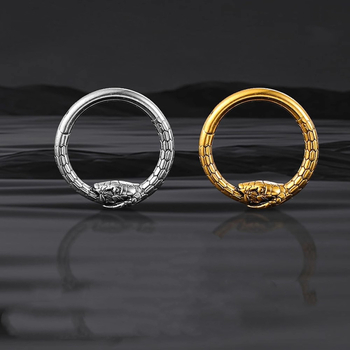 Халка за нос във форма на змия, 316L неръждаема стомана, полирана повърхност, унисекс пирсинг бижута серия Twist