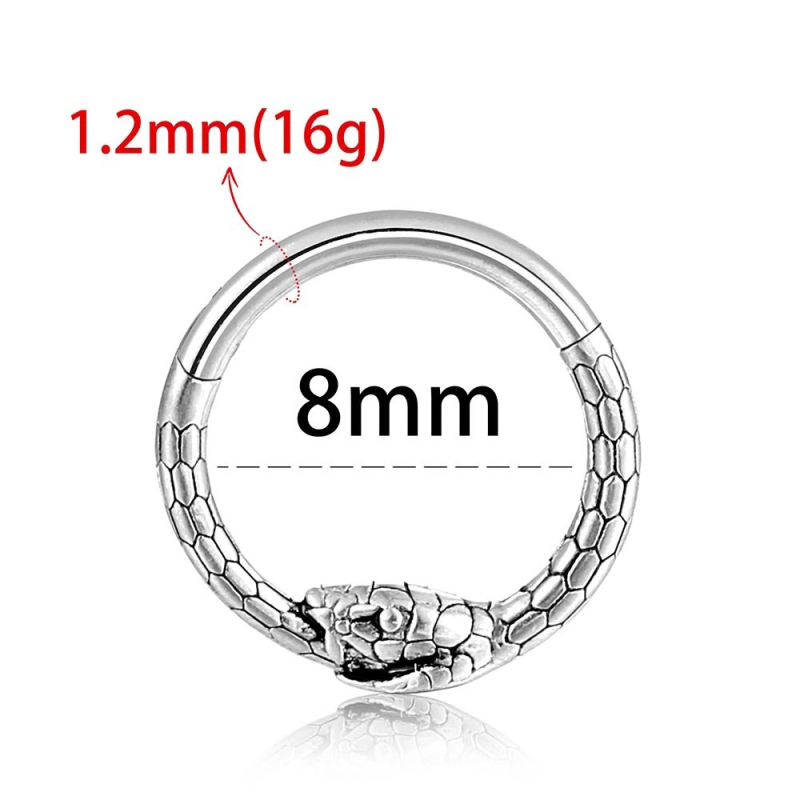 Халка за нос във форма на змия, 316L неръждаема стомана, полирана повърхност, унисекс пирсинг бижута серия Twist