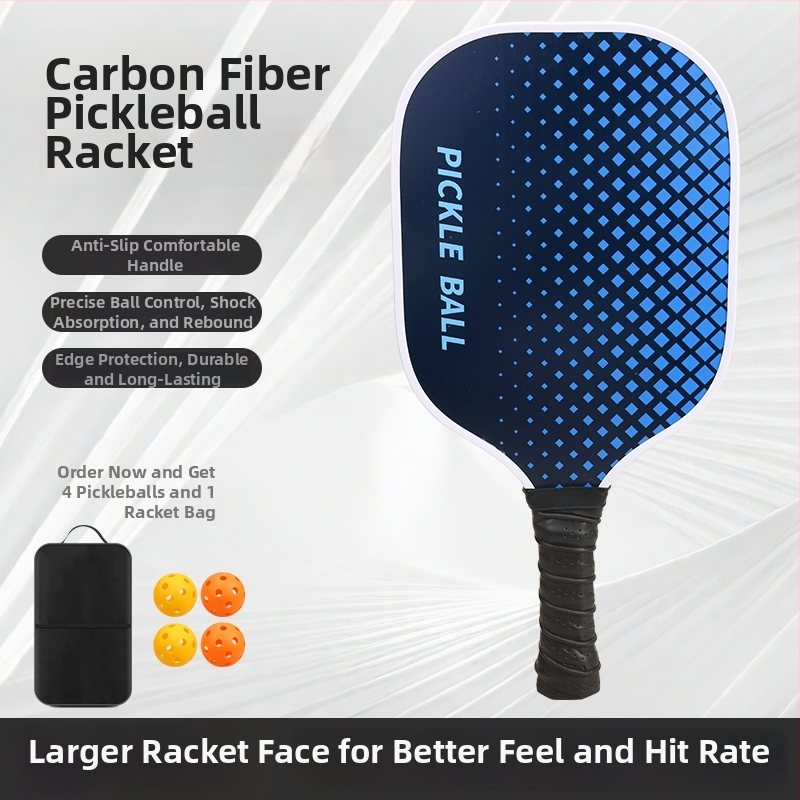 Pickleball rakete no oglekļa šķiedras, silikona neslīdoša roktura, piemērota treniņiem un personalizācijai