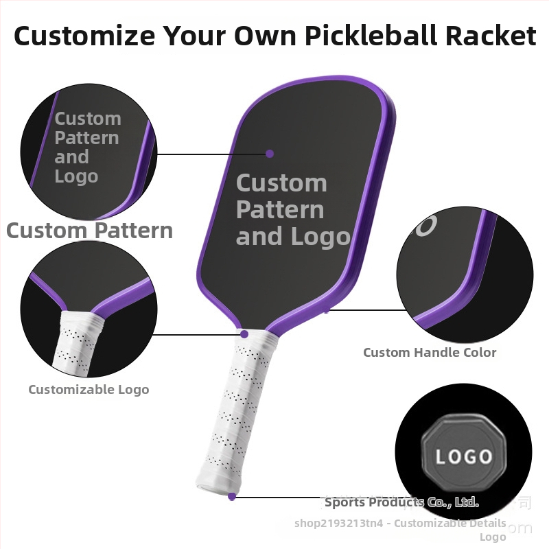Pickleball rakete no oglekļa šķiedras, silikona neslīdoša roktura, piemērota treniņiem un personalizācijai