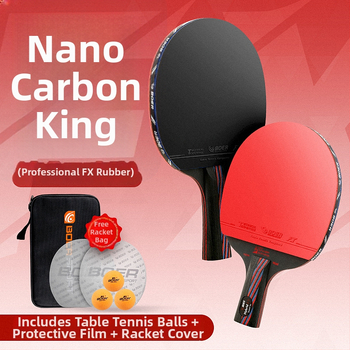 Boer stolný tenis raketa - Nano Carbon King vylepšená verzia, Basswood Ayus základná doska, Reverse Glue guma, horizontálny úder, vlastná spracovanie