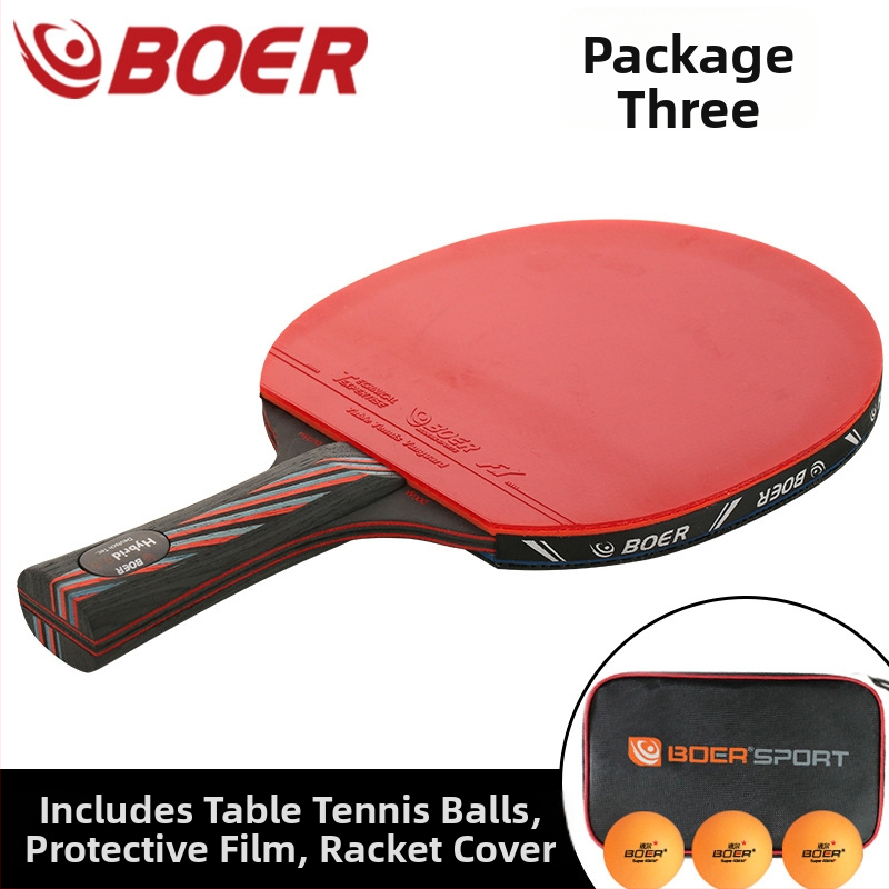 Boer stolný tenis raketa - Nano Carbon King vylepšená verzia, Basswood Ayus základná doska, Reverse Glue guma, horizontálny úder, vlastná spracovanie