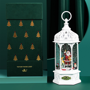 Bluetooth muzikinė dėžutė su besisukančia Kalėdų egle, snaigių sfere ir krištolo kamuoliu