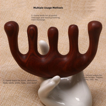 Massaažiharja juuksedest sandalwood materjalist, meridiaan massaaž ja paksendatud viie hamba pall | Bränd: Mulan wooden comb; Materjal: Sandalwood; Päritolu: Jing County, Anhui