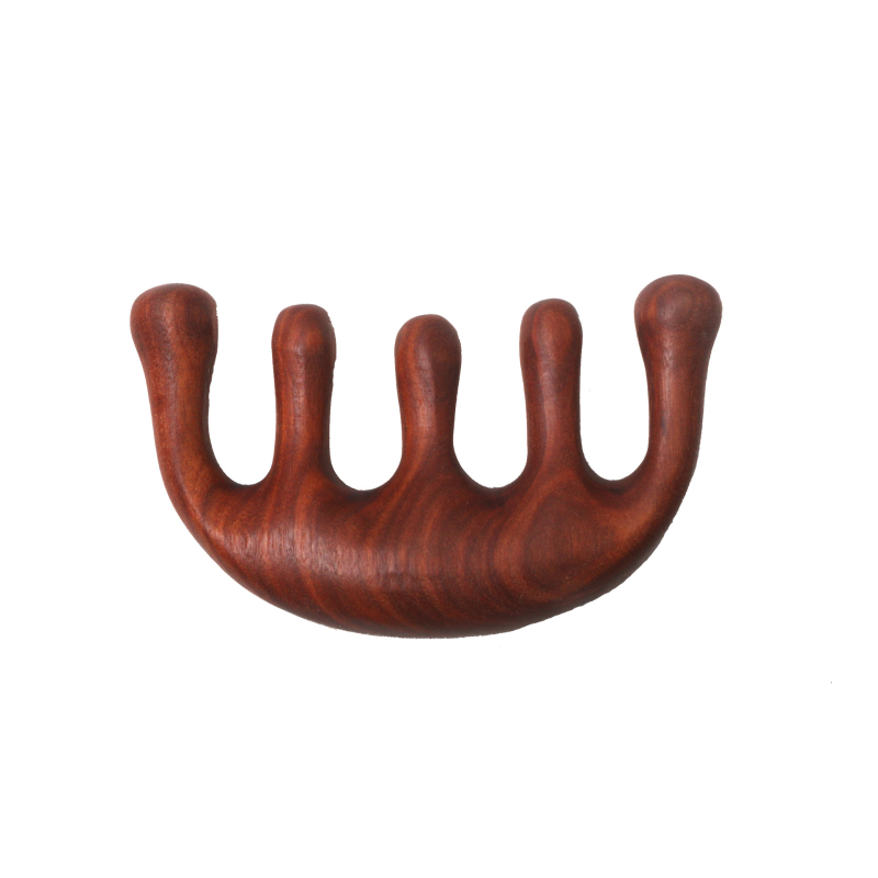 Massaažiharja juuksedest sandalwood materjalist, meridiaan massaaž ja paksendatud viie hamba pall | Bränd: Mulan wooden comb; Materjal: Sandalwood; Päritolu: Jing County, Anhui