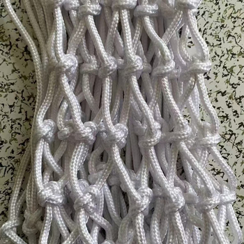 Plasă de baschet, țesută manual, mai groasă, rezistentă la intemperii și vânt, 4 rânduri și 7 agăţători