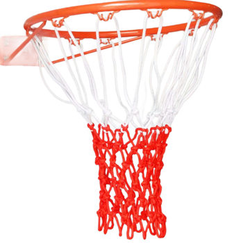 Plasă de baschet, țesută manual, mai groasă, rezistentă la intemperii și vânt, 4 rânduri și 7 agăţători