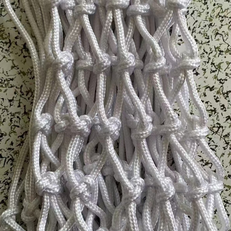 Plasă de baschet, țesută manual, mai groasă, rezistentă la intemperii și vânt, 4 rânduri și 7 agăţători