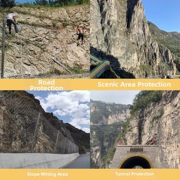 Aktiivne kaljunuki kaitsev võrk mägedes kivimurdevate vastu; terastraadid, paindlik disain, sobib teede kasutamiseks