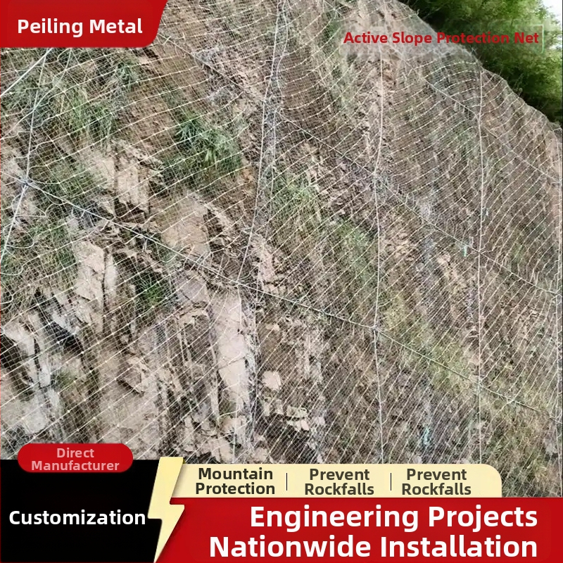 Peiling kuumtsinkitud terasvõrgu kaitse nõlvadele – aktiivne ja passiivne kaitse, maast stabiliseerimine, päritolu Hebei Anping, Hiina