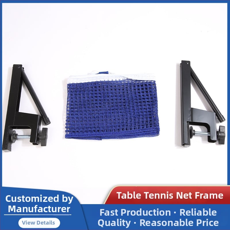 Nešiojamas stalo teniso tinklo rėmelis vidaus ir lauko naudojimui — plastikinė konstrukcija, standartinis universalus rėmas, suderinamas su stalo teniso laikikliais.