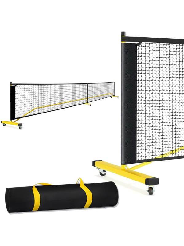 Mreža za pickleball s kotačićima – prenosna, odvojiva, za unutarnje i vanjske treninge, težina 9 kg