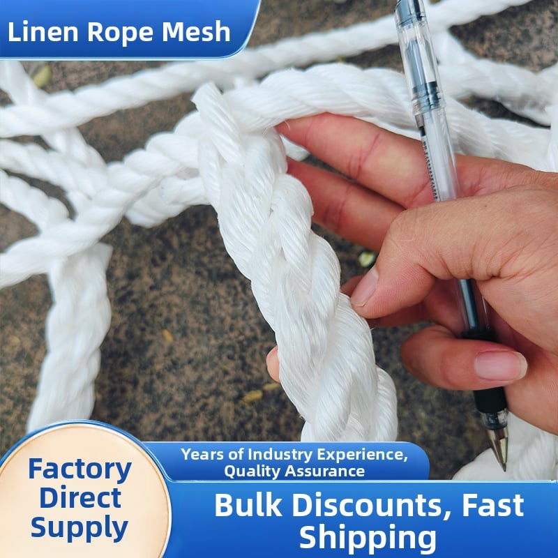 Käsitsi õmmeldud tõstmis- ja ronimistõke võrk — lina köiest võrk, kulumise vastupidav turvavõrk tõstmiseks, ronimiseks ja rekultiveerimiseks